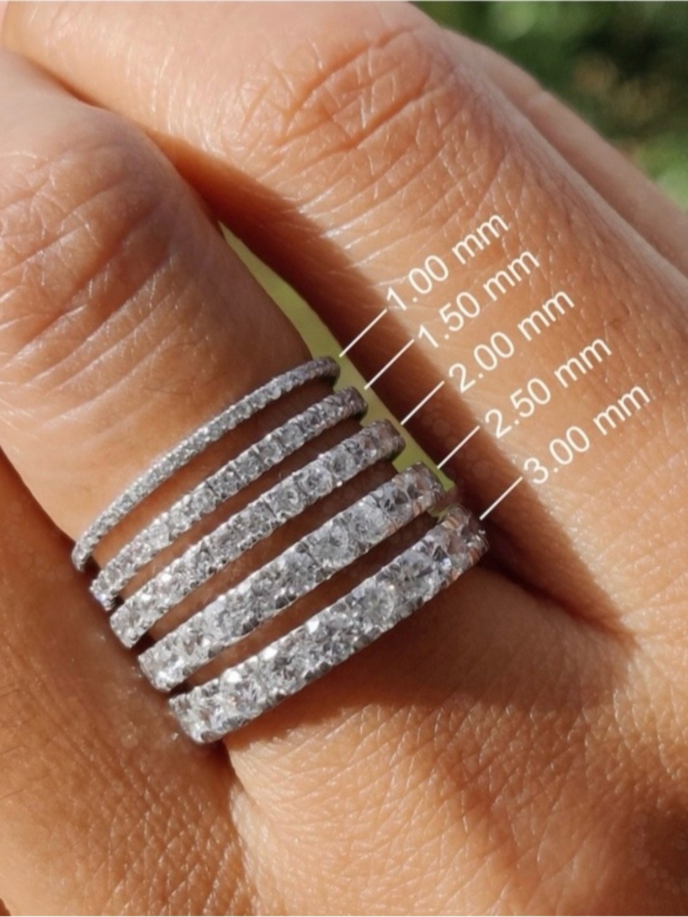 Etsy Round Cut Colorless Moissanite Pave Wedding Band In 14K White Gold